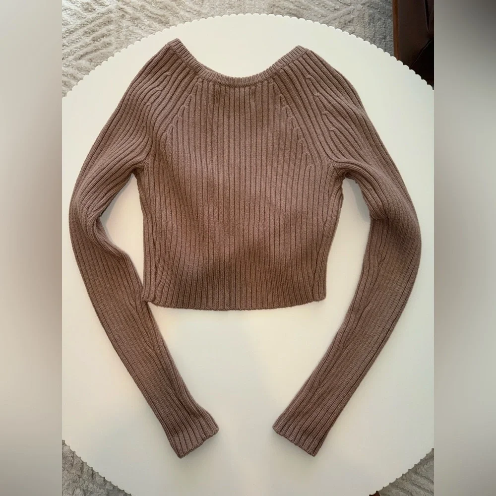 Hollister Cutout Tan Sweater